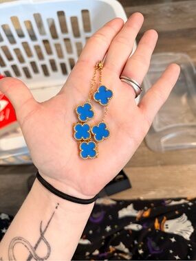 Van Cleef & Arpels Gold and Bright Blue Alhambra Bracelet